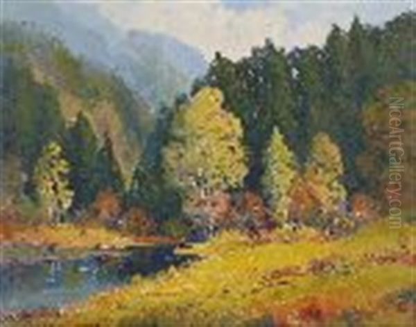 Northwest Country Near Anaconda, Montana, In The Bitterroot Mountains Oil Painting by Ernest Fredericks