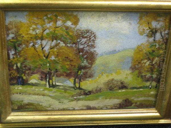 Sun-dappled Landscape (+ Another; Pair) Oil Painting by Ernest Fredericks