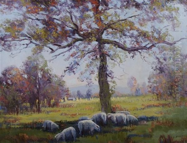 Grazing Sheep Oil Painting by Ernest Fredericks