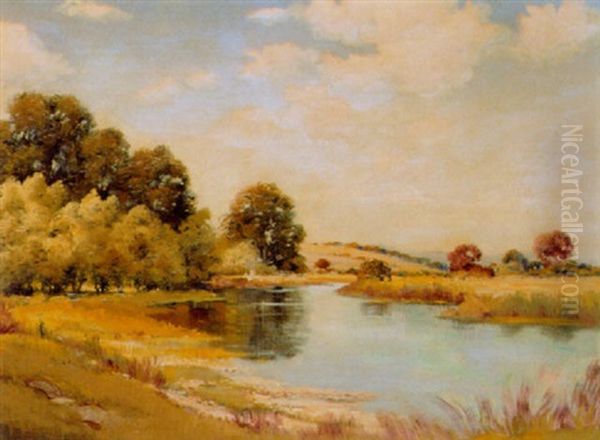 Landscape With Creek Oil Painting by Ernest Fredericks