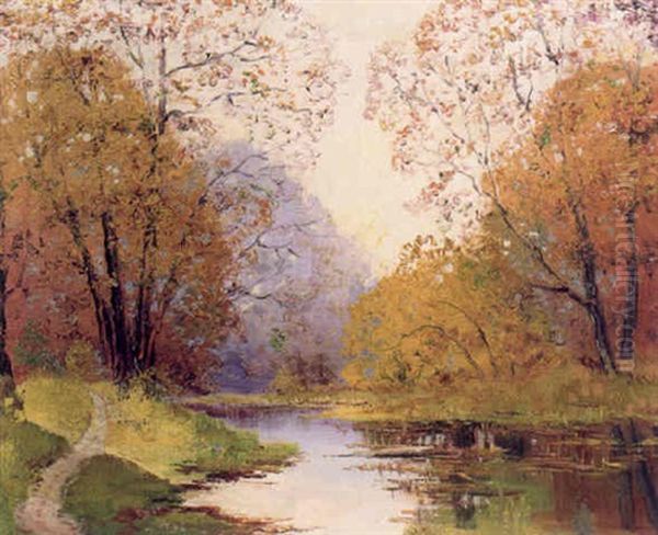 Autumn Stream Oil Painting by Ernest Fredericks