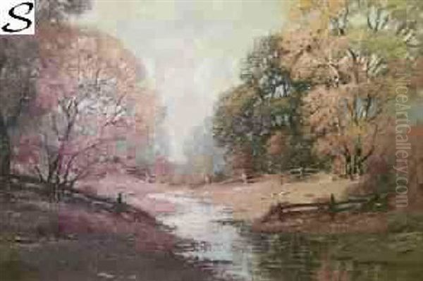 Stream Landscape Oil Painting by Ernest Fredericks