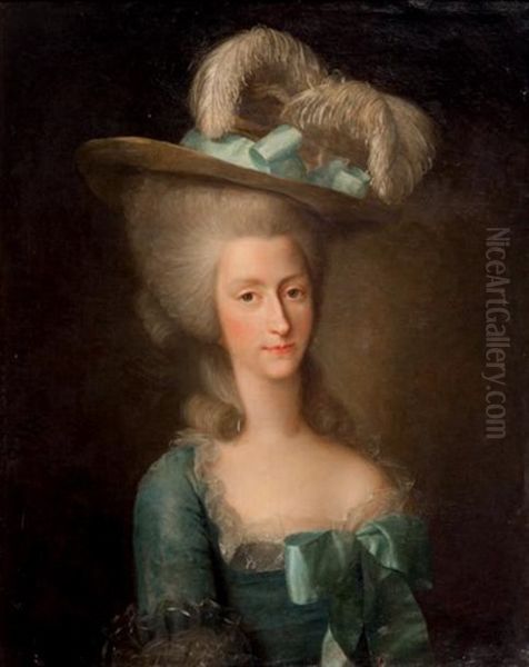 Portrait De La Comtesse D'artois, Marie-therese De Savoie Oil Painting by Jean-Martial Fredou