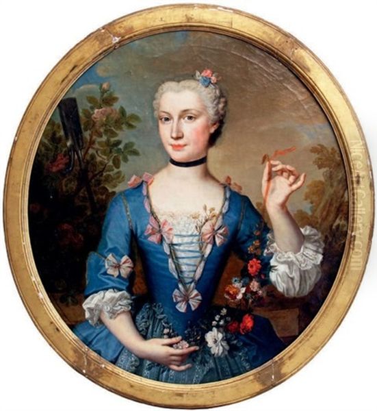 Portrait De Jeune Femme En Jardiniere Oil Painting by Jean-Martial Fredou