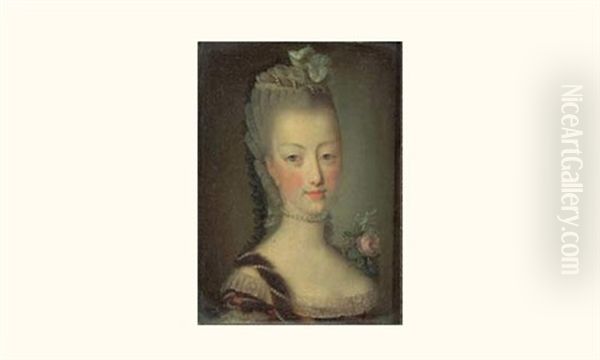 Portrait De Marie-antoinette Dauphine Oil Painting by Jean-Martial Fredou