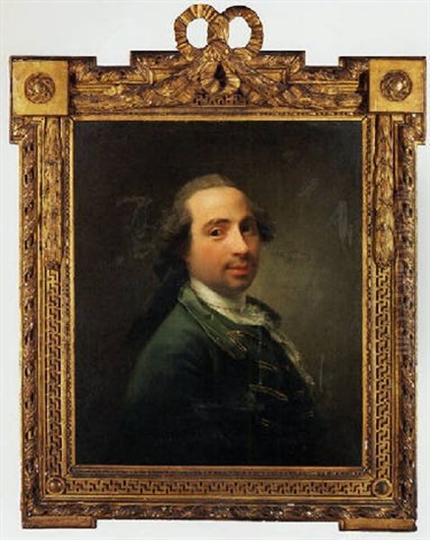 Portrait Of A Man, Said To Be The Artist, In A Gold-embroidered Blue Jacket Oil Painting by Jean-Martial Fredou