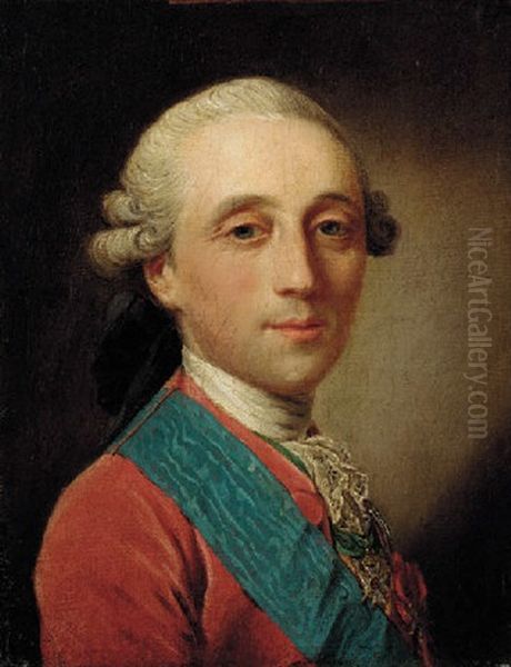 Portrait Of The Comte D'artois In A Pink Jacket, With The Order Of Saint Esprit Oil Painting by Jean-Martial Fredou