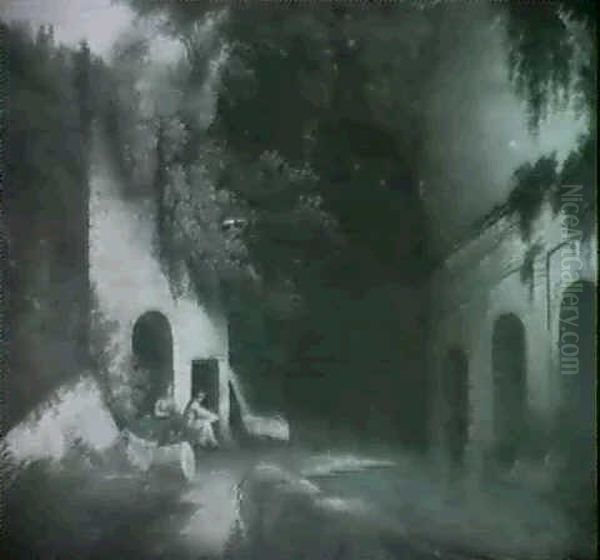 An Italian Villa Oil Painting by Robert Freebairn