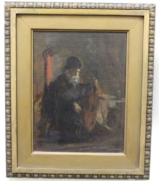 Painting Of An Elderly Man In An Interior Setting Oil Painting by Frederick Warren Freer