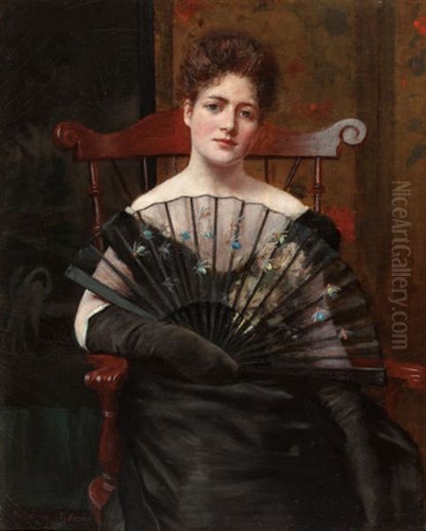 Portrait Of The Artist's Wife, Margaret Cecilia Keenan Oil Painting by Frederick Warren Freer