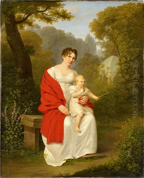 Bildnis Der Friedericke Frick Mit Sohn Oil Painting by Frederic Fregevize