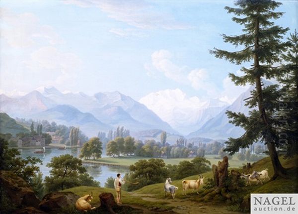 Schweizer Landschaft Im Vorgebirge Oil Painting by Frederic Fregevize