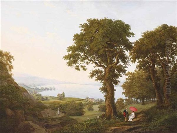 An Afternoon At Lake Geneva Oil Painting by Frederic Fregevize