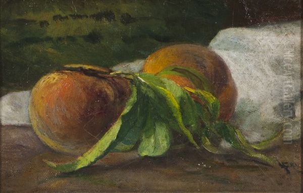 Still-life With Peaches Oil Painting by Luciano Freire