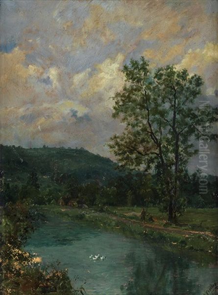 Chenango Canal, Sherburne, New York Oil Painting by Conrad Freitag