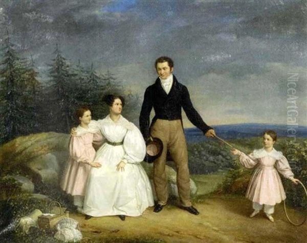 Portrait De Famille Dans Un Paysage Oil Painting by Jacques-Noel-Marie Fremy