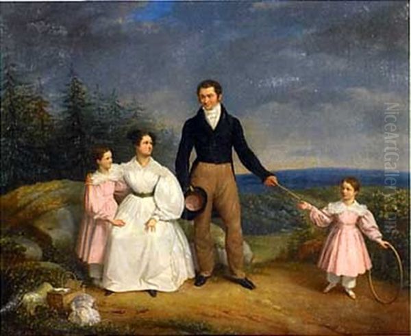 Portrait De Famille Dans Un Paysage Oil Painting by Jacques-Noel-Marie Fremy