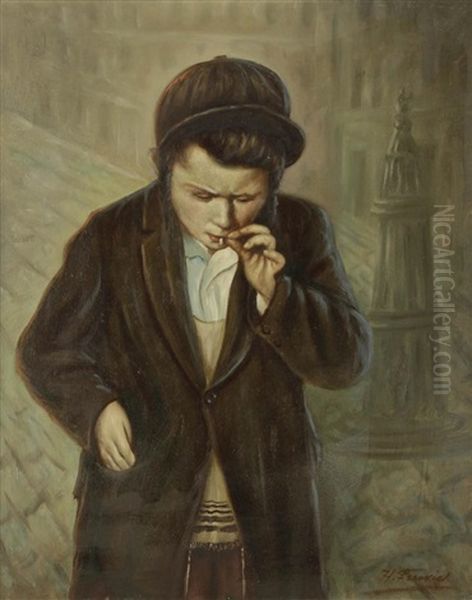 Jeune Hassid A La Cigarette Oil Painting by Helena Frenkiel