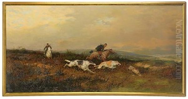 Hunting Scene Oil Painting by Rudolf Frentz the Elder