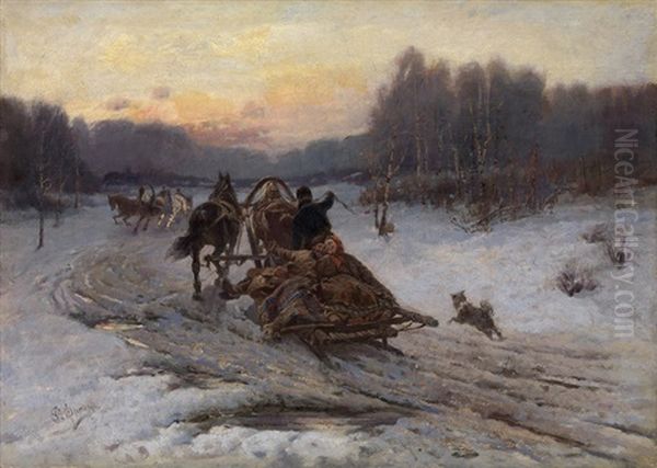 Shrovetide Oil Painting by Rudolf Feodorovich Frentz