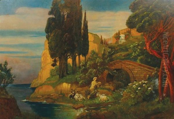 Arcadian Landscape Oil Painting by Alexander Frenz