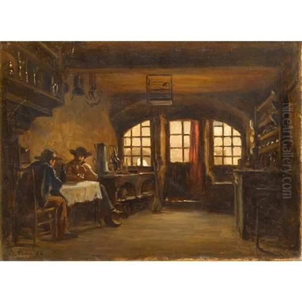 Gentleman In An Interior Oil Painting by Charles Edouard Frere