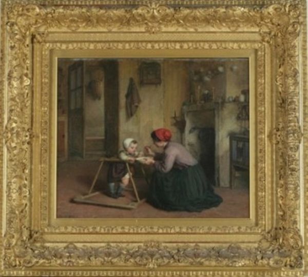 Feeding Baby Oil Painting by Charles Edouard Frere