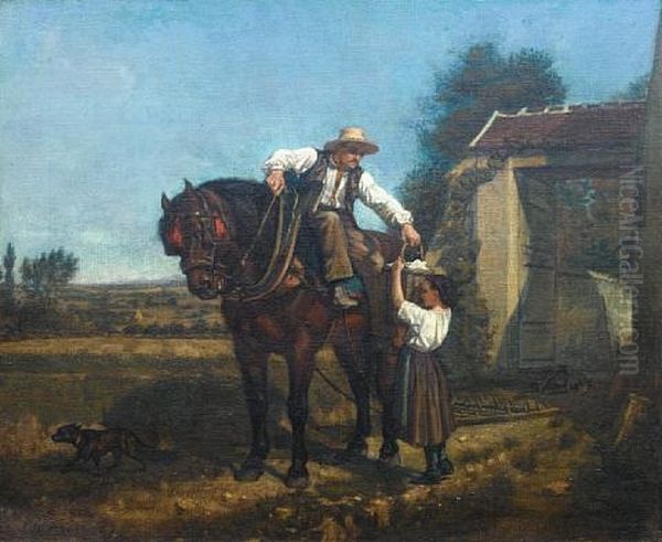 The Ploughman's Lunch Oil Painting by Charles Edouard Frere