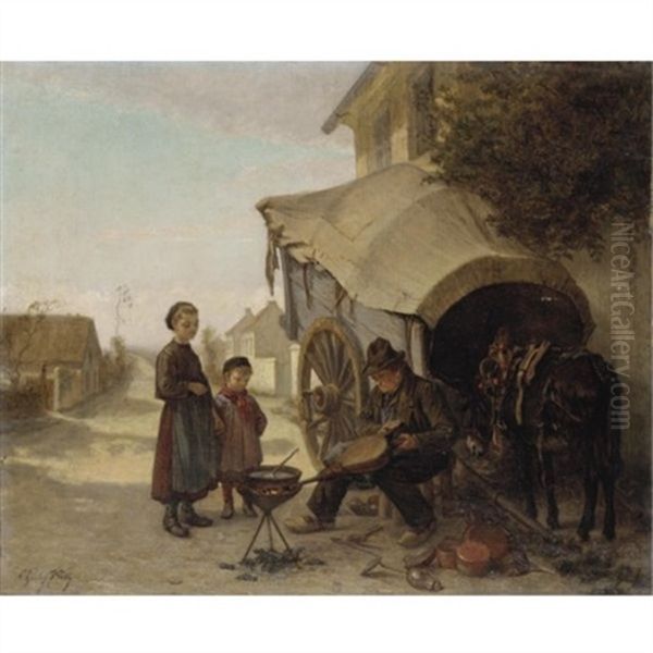 New Found Friends Oil Painting by Charles Edouard Frere