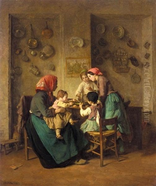 Le Repas Du Matin Oil Painting by Charles Edouard Frere