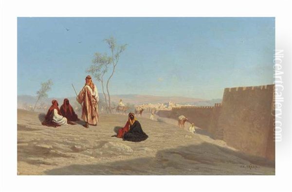 Outside The City Walls, Jerusalem Oil Painting by Charles Theodore (Frere Bey) Frere