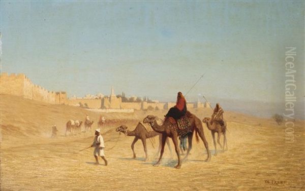 Vue De Jerusalem, Prise Du Cote De La Porte De Jaffa Oil Painting by Charles Theodore (Frere Bey) Frere