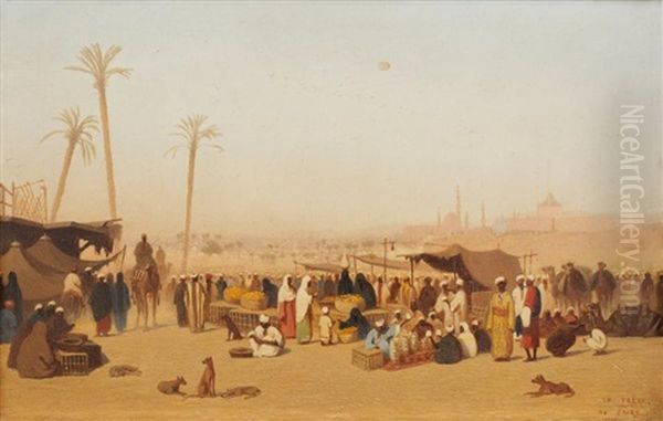 Le Marche Au Caire Oil Painting by Charles Theodore (Frere Bey) Frere