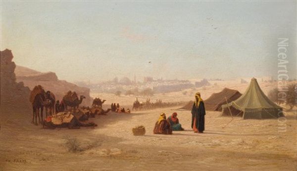 Vue De Jerusalem, Par La Porte De Damas Oil Painting by Charles Theodore (Frere Bey) Frere