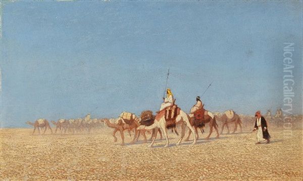 The Caravan Oil Painting by Charles Theodore (Frere Bey) Frere