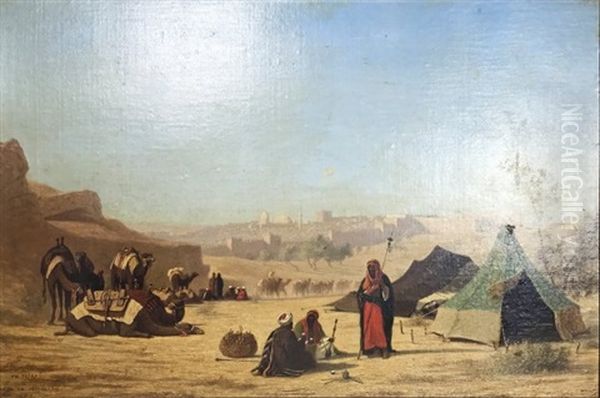 View Of Jerusalem Oil Painting by Charles Theodore (Frere Bey) Frere