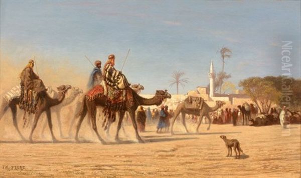 L'arrivee De La Caravane Oil Painting by Charles Theodore (Frere Bey) Frere