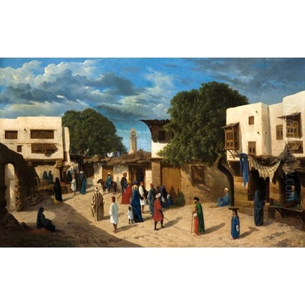 Promeneurs Sur Une Place En Orient Oil Painting by Charles Theodore (Frere Bey) Frere