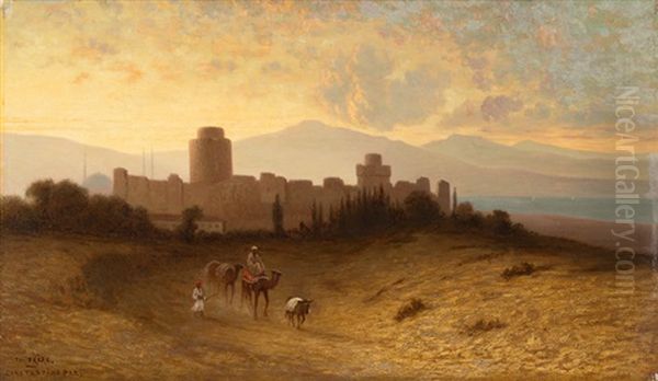 Vue Du Chateau Des Sept Tours A Constantinople Oil Painting by Charles Theodore (Frere Bey) Frere