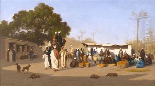 Scene De Marche Au Caire Oil Painting by Charles Theodore (Frere Bey) Frere