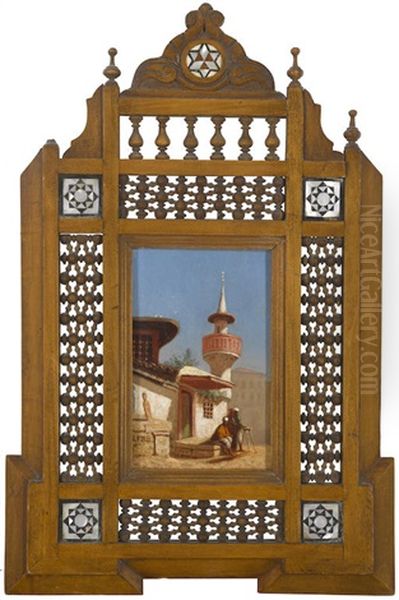 Une Mosque A Constantinople Oil Painting by Charles Theodore (Frere Bey) Frere