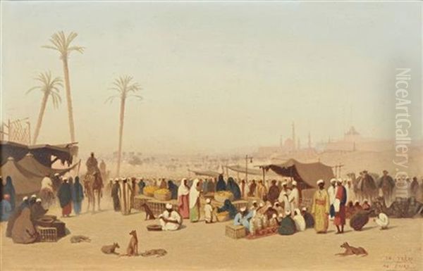 The Market Oil Painting by Charles Theodore (Frere Bey) Frere