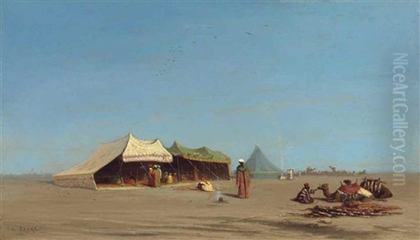 A Desert Encampment, Egypt Oil Painting by Charles Theodore (Frere Bey) Frere