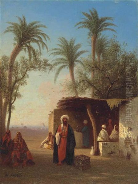 Village In The Desert, Algeria Oil Painting by Charles Theodore (Frere Bey) Frere