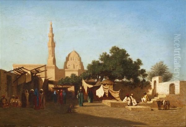 Mosquee Du Sultan Hassan - Le Caire Oil Painting by Charles Theodore (Frere Bey) Frere