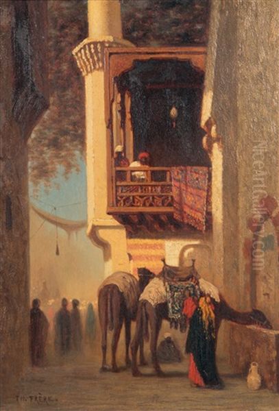 Coin De Rue Au Mouski Au Caire Oil Painting by Charles Theodore (Frere Bey) Frere