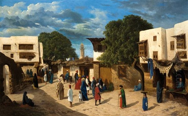 Promeneurs Sur Une Place En Orient Oil Painting by Charles Theodore (Frere Bey) Frere