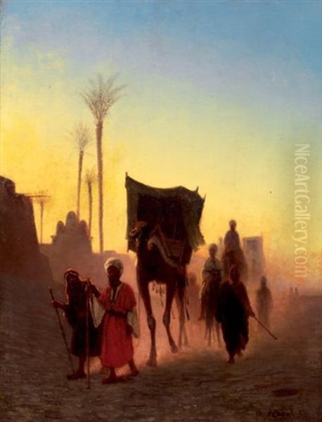 Caravane D'attatichs Oil Painting by Charles Theodore (Frere Bey) Frere