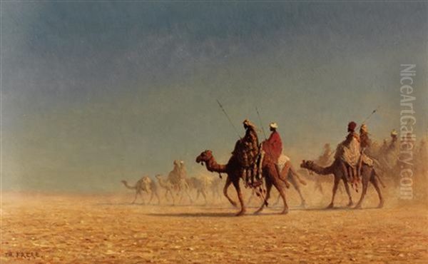 Caravane Dans Le Desert Oil Painting by Charles Theodore (Frere Bey) Frere