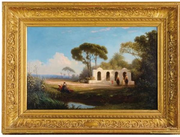 Fontaine A Bab-el-oued Oil Painting by Charles Theodore (Frere Bey) Frere